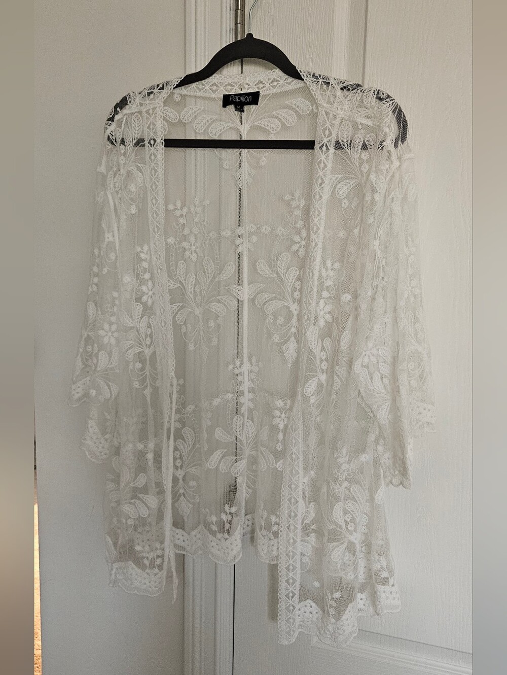 Papillon Blanc White Sheer Lace Overlay